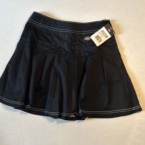 Dickies 26 Skirt Twill Pleated Skirt Black with White Stitch NWT